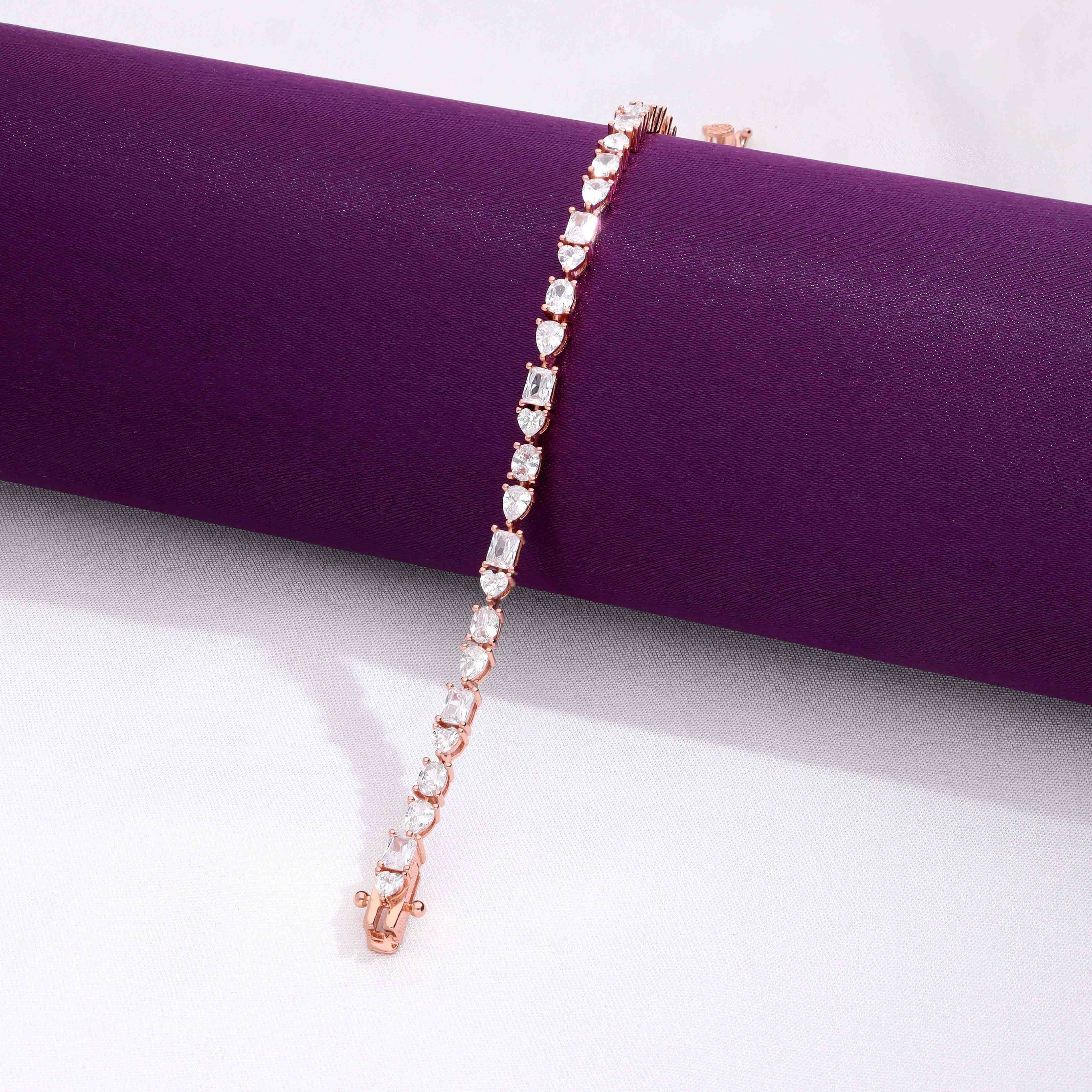 Splendid Shapes Crystals Tennis Silver Bracelet | Kai Jewel