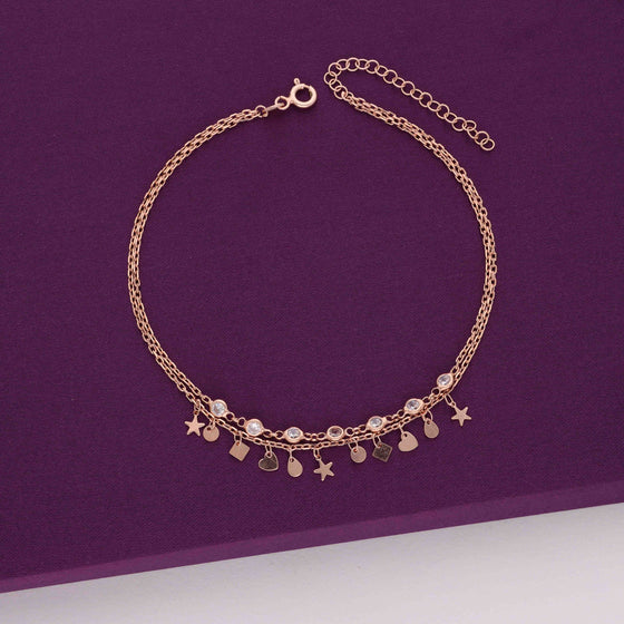 Elements of Beauty Charms Rose Gold Anklet