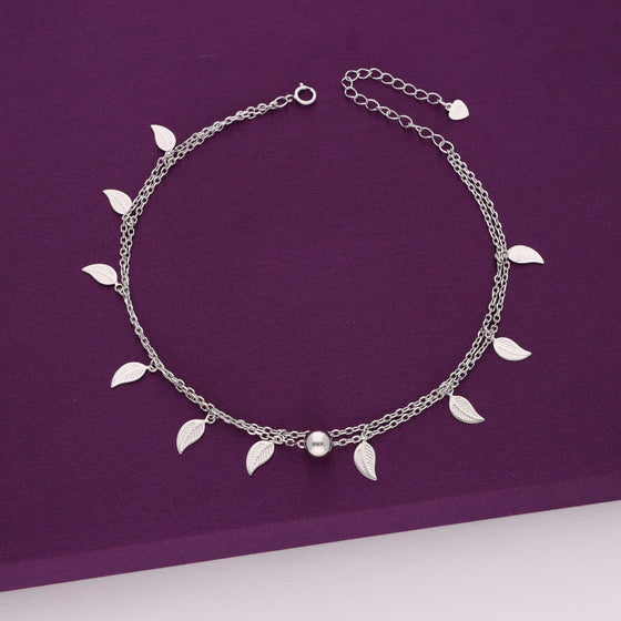 A Flora of Charms Silver Anklet