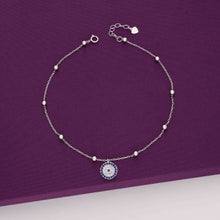  TRENDY EVIL EYE & SILVER BEADS SILVER CHAIN ANKLET