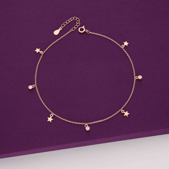 Starry Charms Silver Anklet