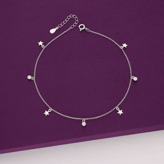 Starry Charms Silver Anklet