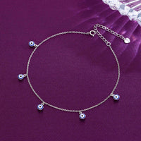 Sterling Silver Evil Eye Charm Anklet