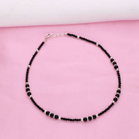 Sterling Silver Black Beads Anklet