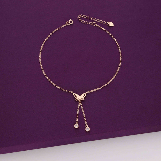 A Flutter of Crystals Silver Anklet