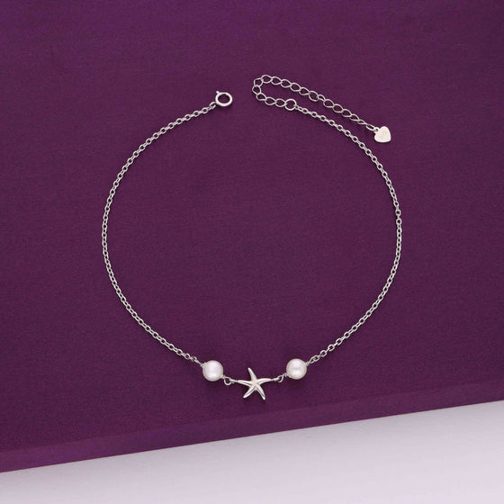 Pearly Delight Silver Anklet