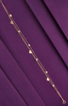  Pearly Droplets Heart Silver Anklet