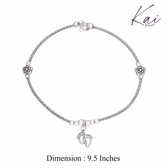 Shimmering Footprints Silver Anklet