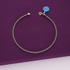 Blue Statement Orb Oxidised Silver Anklet