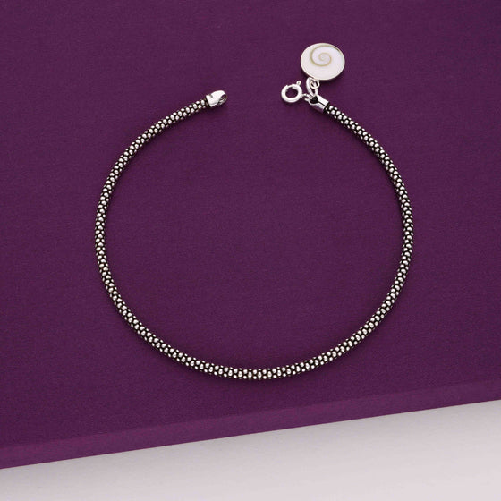 Ivory Swirl Oxidised Silver Anklet