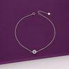 MINIMALISTIC ZIRCON DIAMONDS SINGLE EVIL EYE SILVER ANKLET