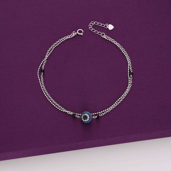 TRENDY EVIL EYE SILVER ANKLET