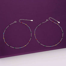 TRENDY MULTI COLOUR BEADS SILVER CHAIN ANKLET