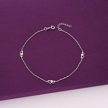  Conjoined Heart Silver Minimal Anklet