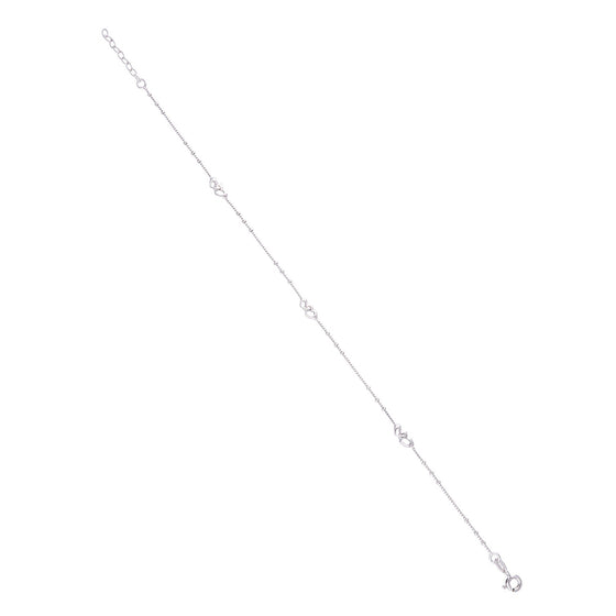 Conjoined Heart Silver Minimal Anklet