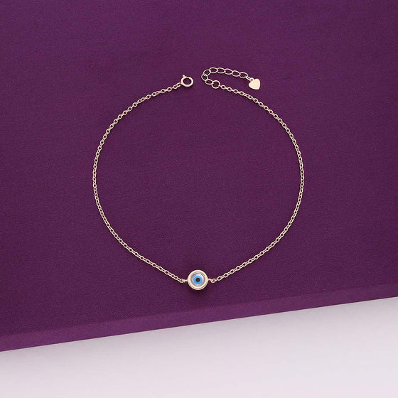 Simple Single Evil Eye Silver Bracelet