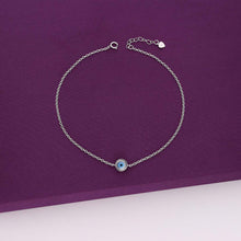  Simple Single Evil Eye Silver Bracelet