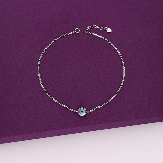 Simple Single Evil Eye Silver Bracelet