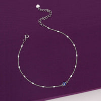 Sterling Silver Minimalistic Evil Eye Anklet