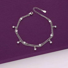  Shimmering String of Stars Silver Charm Bracelet