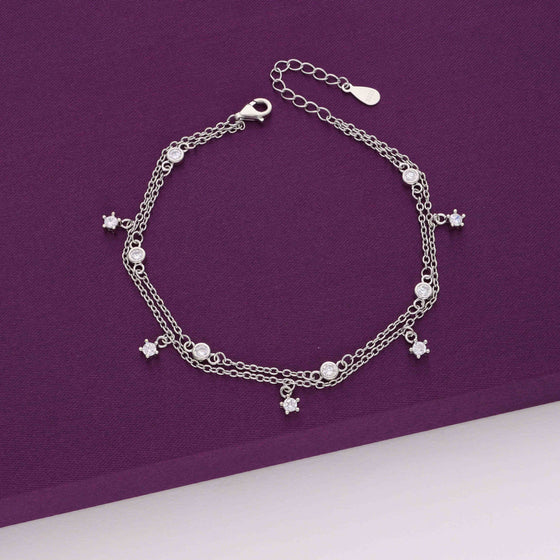 Shimmering String of Stars Silver Charm Bracelet