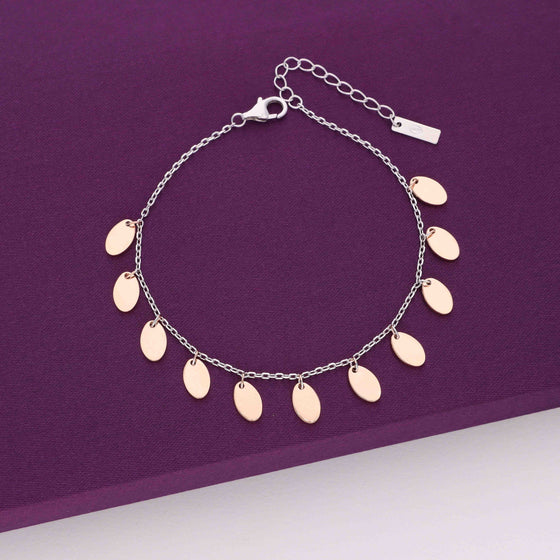 Dancing Coins Rose Gold Silver Charm Bracelet