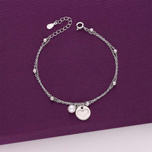  Sterling Silver Hearts & Pearl Charm Bracelet