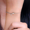 Sterling Silver Link Chain Zircon Charm Bracelet