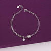 Sterling Silver Link Chain Zircon Charm Bracelet