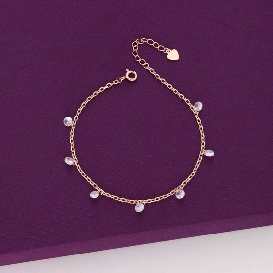 Sterling Silver Zircon Charm Bracelet