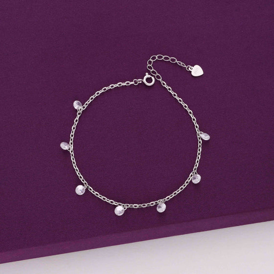 Sterling Silver Zircon Charm Bracelet