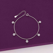  Sterling Silver Floral Zircon Charm Bracelet