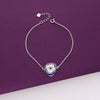 Minimalistic Multi Colour Single Evil Eye Silver Bracelet