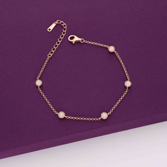 Minimal Zircon Beaded Casual Rose Gold Bracelet