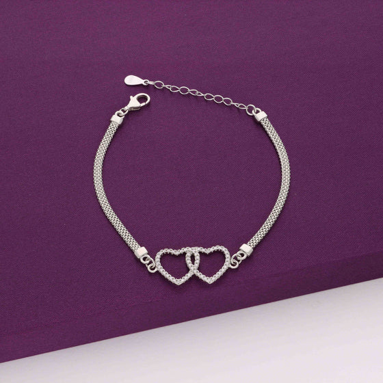 A Duet of Hearts Silver Bracelet