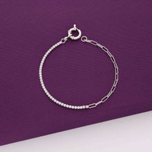  Intertwined Chains and String of Zircons Silver Bracelet