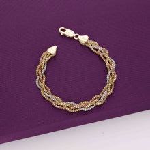  Knotted Shimmers Thick Casual Rosegold Silver And Gold Bracelet