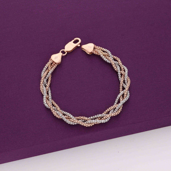 Knotted Shimmers Casual Rosegold And Silver Bracelet