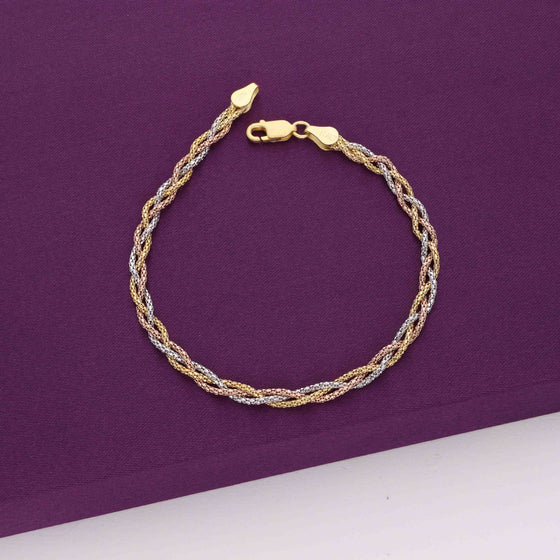 Knotted Shimmers Thin Casual Rosegold Silver And Gold Bracelet