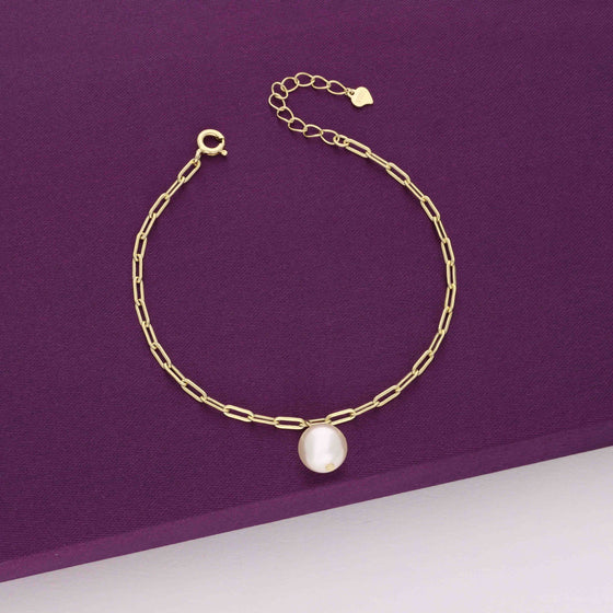 Oyster Pearl Link Silver Bracelet