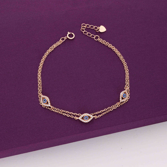 Classy Evil Eye Layered Rose Gold Bracelet