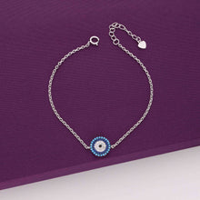  Minimalistic Circular Single Evil Eye Silver Bracelet