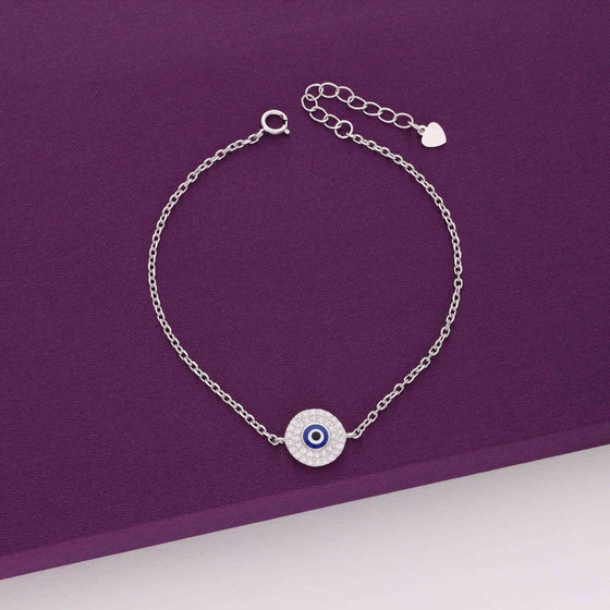 Classic Single Evil Eye Silver Bracelet