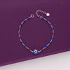 Stylish Single Evil Eye Blue Beads Silver Bracelet