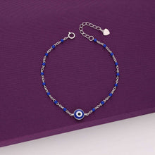  Stylish Single Evil Eye Blue Beads Silver Bracelet