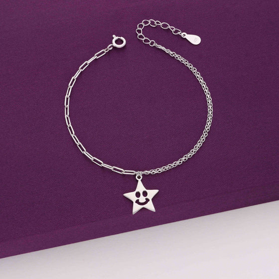 Smiley Star Casual Silver Bracelet