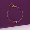 Red Heart Solitaire Silver Casual Bracelet