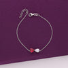 Red Heart Solitaire Silver Casual Bracelet