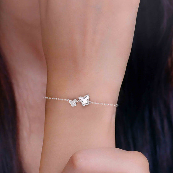 CRYSTAL BUTTERFLY SILVER BRACELET