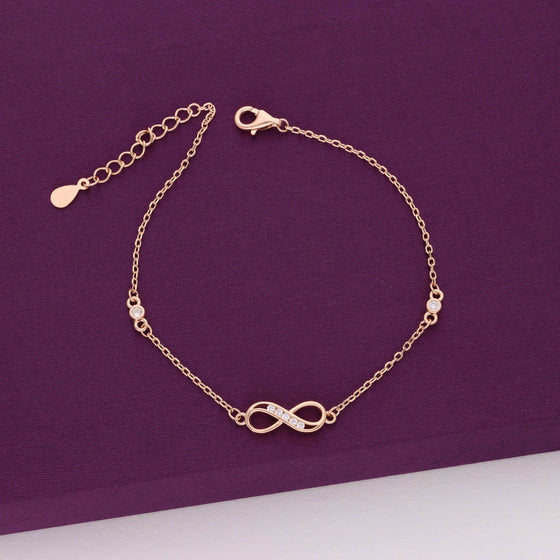 Sterling Silver Zircon Infinity Casual Bracelet